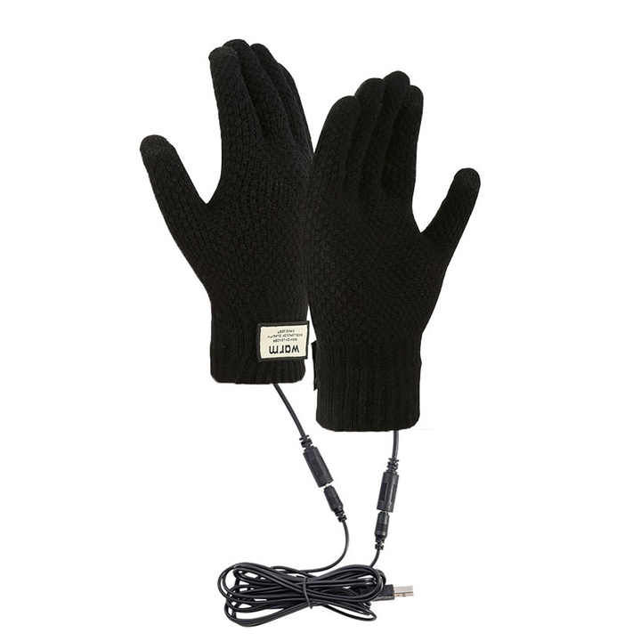 USB Rechargeable Heated Touchscreen Wool Gloves Men