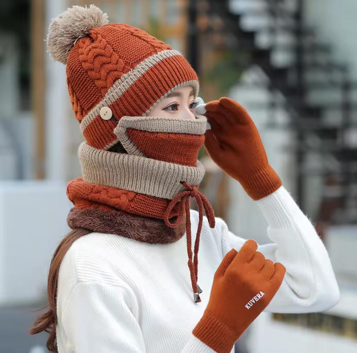 3 in 1 Woman Mask Hat and Neck Warmer