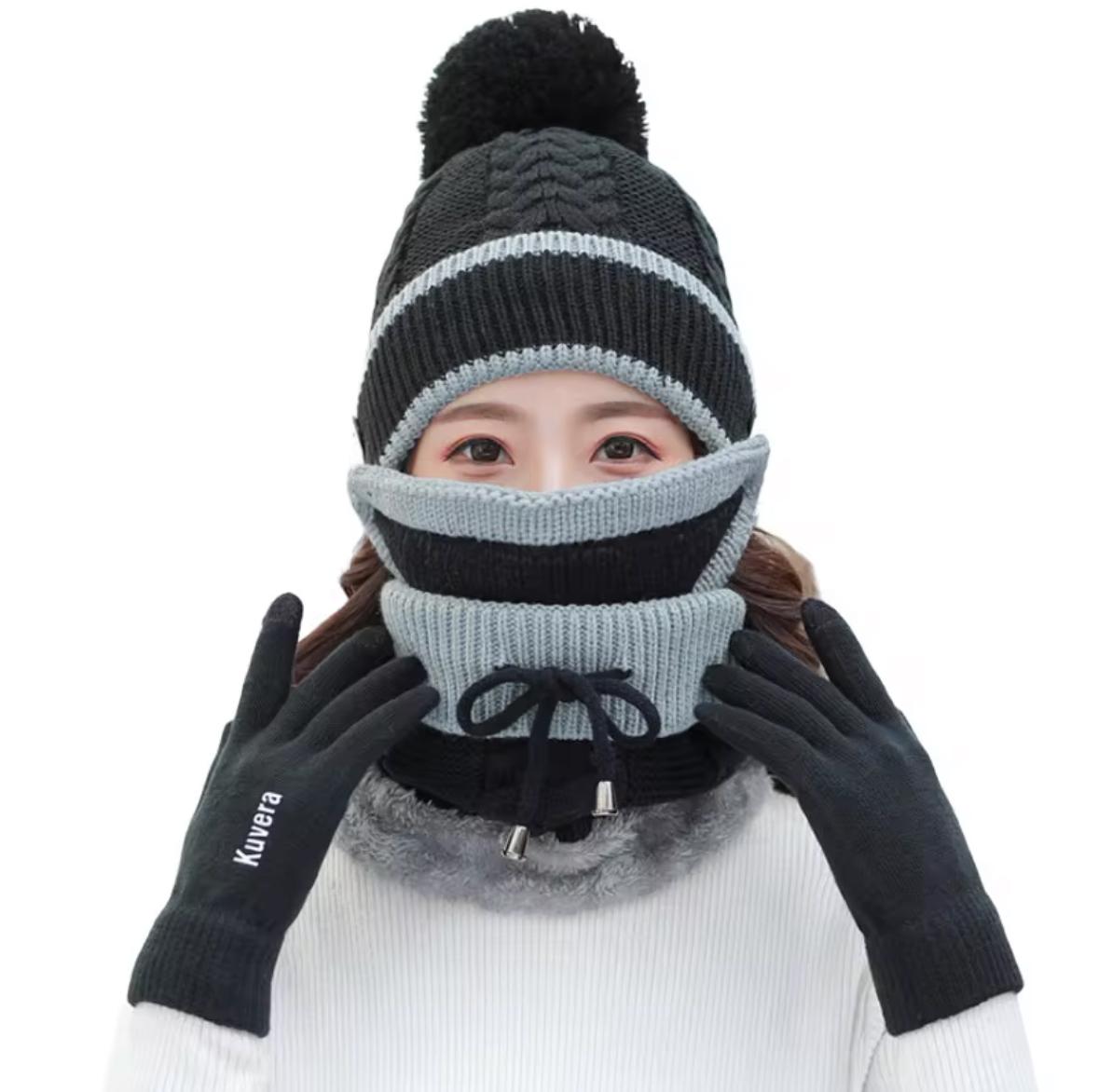 3 in 1 Woman Mask Hat and Neck Warmer